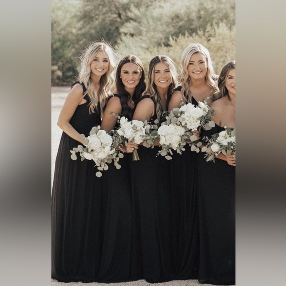 Show Me Your Mumu Jenn Maxi Chiffon with Sash Black Dress Size medium - Picture 10 of 10